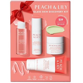 Peach & Lily - Kit de Descubrimiento de Piel de Vidrio (4 Productos) - 1 Limpiador, 1 Esencia, 1 Suero y 1 Crema - Set de Cuidado de la Piel - Rutina 