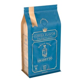 Coffea Flavor Amaretto Whole Bean Coffee – 100% Arabica, Medium Roast, Amaretto Flavor, USDA Organic, Fair Trade, Freshly Roasted, 16 oz Bag