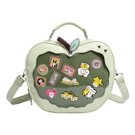 Ita Bag Green AppleShaped Backpack & Crossbody & Handbag, Anime Pin Display, Gift for Friends Her