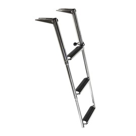 MARINE CITY Stainless Steel 3-Step Telescoping Swim Ladder with Slide Gudgeon - Sturdy, Strong & Polished - Ideal for Boats, RVs, Yachts, and Pools
