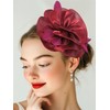 Yokawe Elegant Red Satin Flower Fascinator Headband, Burgundy and Fuchsia(Vine