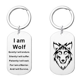 Wolf Keychain Wolf Keyring Gift for him for her Wolf Key Chain Wolf Pendant Animal Keyring Animal Keychain Wolf Jewelry Wild Animals, Silver