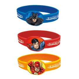 Assorted Color Justice League Rubbber Bracelets, 4 Ct.