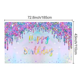 Iridescent Party Supplies Holographic Birthday Banner Decorations, Rainbow Happy Birthday Sign, Colorful 1st 10th 16th 21st 30th 40th 50th 60th Birthday Party Photo Background