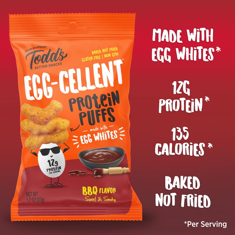 Todd's Better Snacks Egg-Cellent Protein Puffs, Sweet & Smoky BBQ,