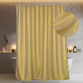 Popkozzi Gold Shower Curtains for Bathroom: Glitter Sparkle Bling Fabric Decorative Shower Curtain - Waterproof Washable Luxury Elegant Fancy Glam Metallic Shimmer Bath Curtain - 72x72