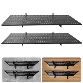 FAFAGLGL 2-Pack 1.97x2.95ft Adjustable Garage Wall Shelving,800 lb Load Capacity Heavy Duty Wall Mounted Storage Shelf，Metal Floating Shelves for Garage，Used in basements, Storage Rooms, Work Areas