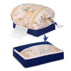 Astro 131-28 Duvet Storage Bag, Single, Light Compression, Compact Storage, Breathable Non-Woven Fabric Protects Dust and Dirt with Clear Window, Futon Storage, Storage Case, Compression Bag, Thin, Navy