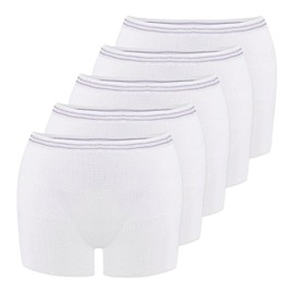 Cubble 5 Pack Disposable Mesh Postpartum C-section Knickers, Postpartum Essentials, Super Soft, Stretchable and Breathable, Supportive for Birth Recovery (M/L (20-38in)) White