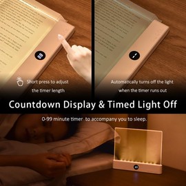 AVEKI Book Light, Dimmable LED Reading Light 3 Color Flat Book Lamp for Reading, Rechargeable Full Page Lights with Timer Portable Bookmark Lights Clip On Study Light for Kids Eye Protection (Black)