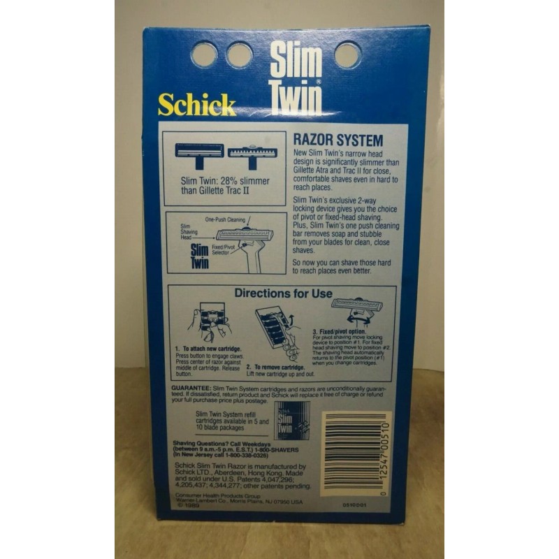 Schick VINTAGE SCHICK SLIM TWIN RAZON SYSTEM SHAVER + 2