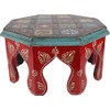 GURU SHOP Painted Small Table with Tile Mosaic - Red