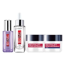 L'Oréal Paris Kit Revitalift Ácido Hialurónico, Rutina Antiedad Completa para Hidratar Intensamente, Sérum Rostro 30 ml + Sérum Ojos 20 ml + Crema Día