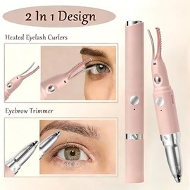 Heated Eyelash Curler for Women, USB Rechargeable Lash Curling Beauty Tool, Heated Eyelash Curler - 2 in 1 Eye Lash Curler and Eyebrow Trimmer for Women with