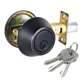 Door Knob with Lock and Key, Round Ball Door Lock, Bedroom, Bathroom, Interior Door Knob, Keyed Alike Entrance Door Lock for Entrance and Front Door (Black)