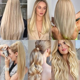 MLMYBAYEA Blonde Bundles Human Hair P27/613 Straight Bundles 10 12 14 Inch Honey Blonde Remy Hair Extensions Double Machine Weft