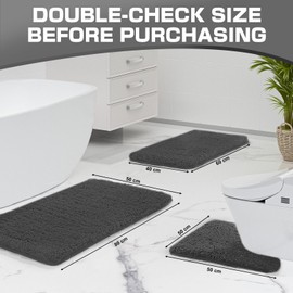 wyewye Microfiber Bath Mat 2cm Super Thick Bath Mat Super Absorbent 50x50cm U Shape Dark Grey