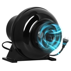 Simple Deluxe 4 Inch 195 CFM Inline Duct Ventilation Fan, Exhaust Fan HVAC Vent Blower for Hydroponics Grow Tent, Basements, Kitchens, Attic, Greenhouses, Black