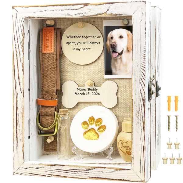 Houstimi 8x10 Pet Memorial Shadow Box Frame Paw Print Kit