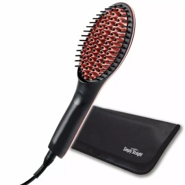 Simply Straight Ceramic Straightening Brush Fast Heat Up Works for All Hair Type