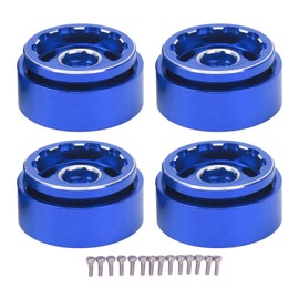 4pcs RC Car Beadlock Wheels Rims Wear Resistance Aluminum Alloy 1.0 Inch Wheels Rims for Traxxas 1/18 RC Cars Blue