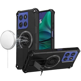 for Moto G Stylus 5G 2025 CD Texture Design Magnetic Car Mount Friendly HQ Hybrid - Black