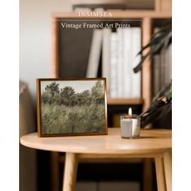 InSimSea Golden Framed Vintage Canvas Wall Art Oat Field Landscape Print 12x16 Inch, Cottage Core Farmhouse Meadow Painting, Country Framed Gallery Wall Kitchen Field Art Living Room Home Decor