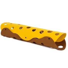 Felt Cat Tunnel Abrasion Resistant Interactive Collapsible Universal Cat Tunnel Tube Toy for Cats Yellow and Brown