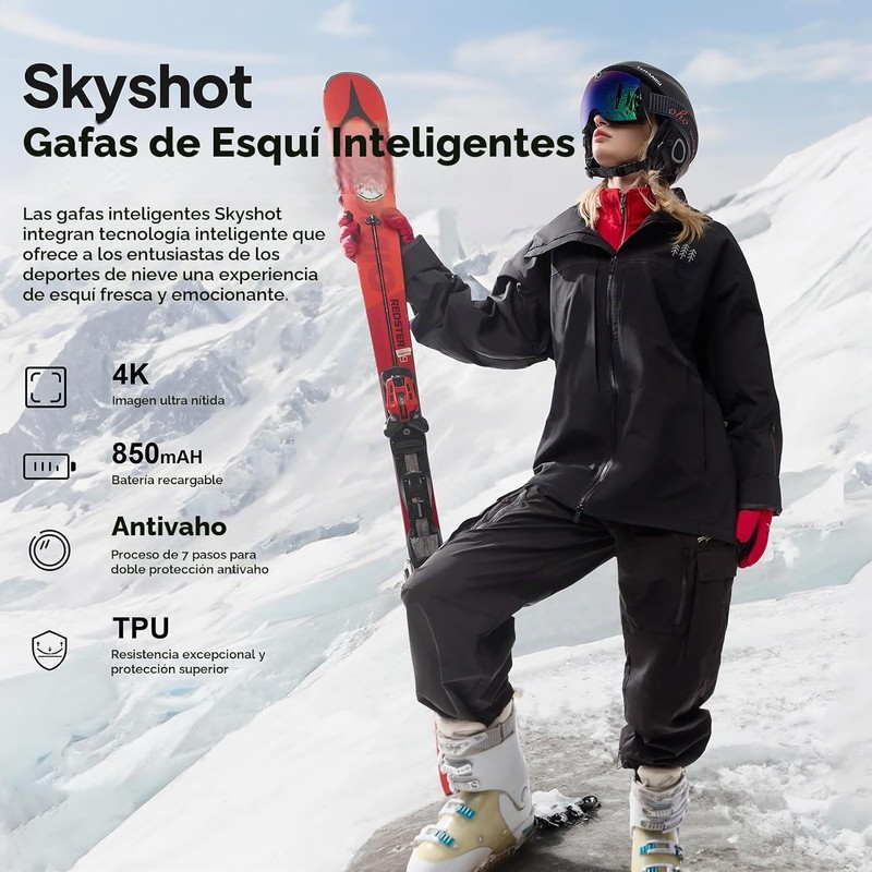 OhO Camera Ski Goggles, 4K Camera Snowboard Goggles with Adjusted