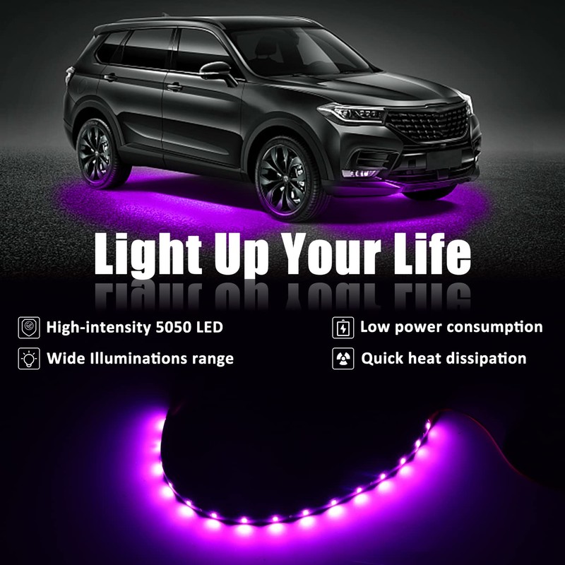 XT AUTO Purple 12v 15 Led 30cm Car Flexible Waterproof