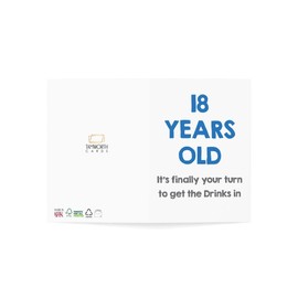 18th Birthday Celebration Card - Fun Legal Drinking Age Humor, Blue and White, 6x8 inch, with Envelope