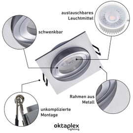 Oktaplex Set of 3 Ceiling Spotlights with LED Module - 3 Levels Dimmable - Aluminium Lyon 4.8 W 2700 K 230 V 380 lm Installation Diameter 80 mm Warm White LED Spotlight