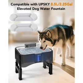 UPSKY 2.25Gal Elevated Dog Water Fountain Filters - 10 Replacement Filters, 6 Pre-Filter Sponges & 1 Cleaning Brush