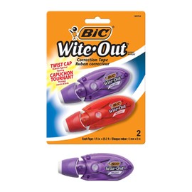 BIC Wite-Out Brand Mini Twist Correction Tape, White, 2-Count (WOMTP21) 2 Pack