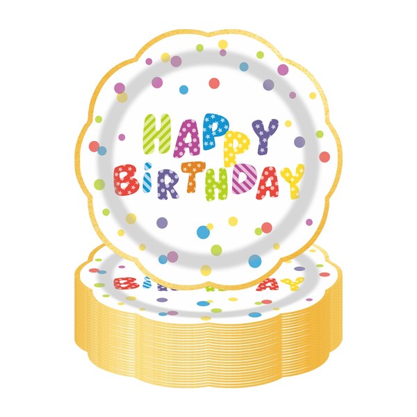LDFDRT Pack of 50 Party Tableware Birthday Paper Plates, 18