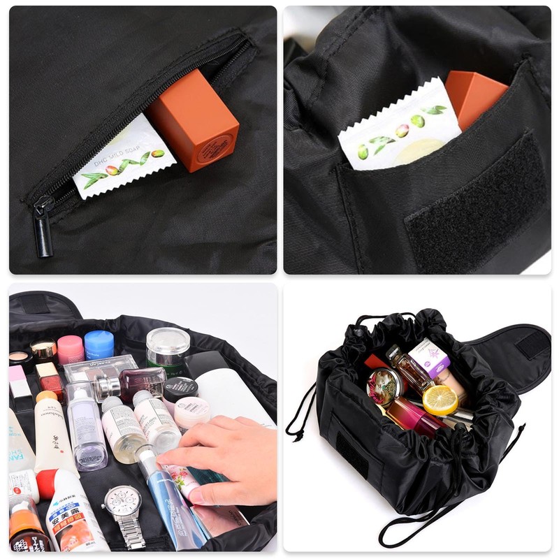 AWAVM Drawstring Makeup Bag, Travel Portable Large Capacity Makeup Bag,