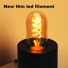 Vintage LED Spiral Filament Bulb T14, E26 Base, 4W Equivalent, 40W Warm White, 2200K, Dimmable, AC120V, 400LM, Amber Glass, Pack of 4