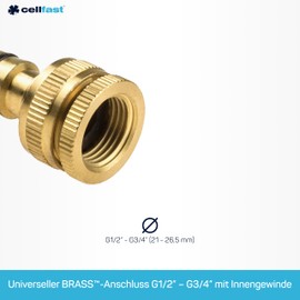 Cellfast Universal connection with internal thread BRASS, quick connection piece G1/2 inch - G3/4 inch, 21.00 mm-26.5 mm, 52-860
