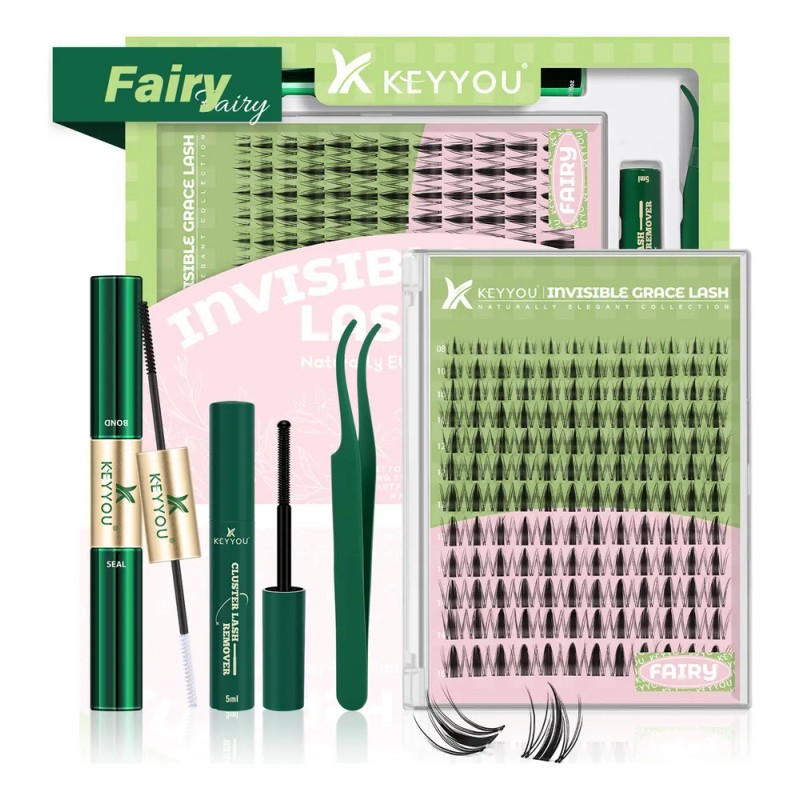 Kit de Extensiones de Pestañas Raíces Invisibles Keyyou Fairy Espesor