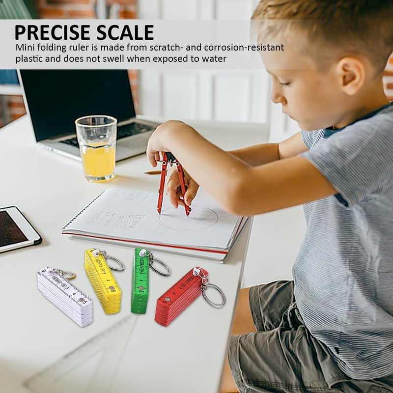 Pack of 5 50 cm mini folding ruler with key