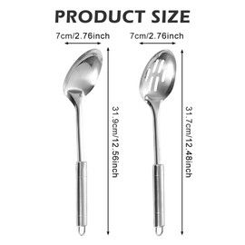 Stainless Steel Cooking Spoons Set - Large Slotted Serving Spoon, Mixing & Stirring Utensils, Perfect for Home or Restaurant