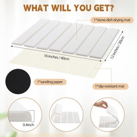 Teenyyou Stone Drying Mat for Kitchen Counter 16 x 12 Quick Dry Collapsible Stone Dish Drying Mat Super Absorbent Diatomaceous Earth Dish Drying Mat for Dishes Bottles Cups Match Any Countertop