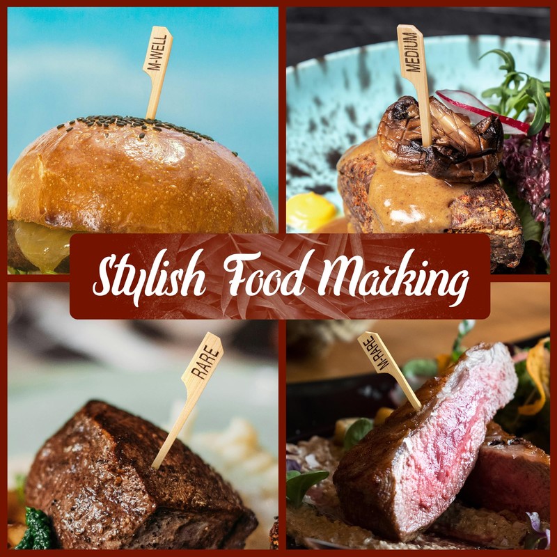 BambooMN 3.5" (9cm) Medium Rare Steak Doneness Marking Bamboo Paddle