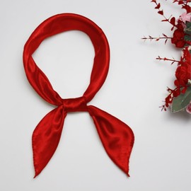 Bwerfuet Women Stain Scarf, Satin Hair Bandanas Square Stain Scarf Vintage Head Scarves for Women (Red)