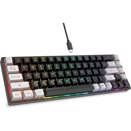 65% Gaming Keyboard, LED Backlit Mini Wired Keyboard, Ultra-Compact Anti-Ghosting No-Conflict 68  Membrane Gaming Wired Keyboard for PC Laptop Windows Gamer(Black-Pink) - Color: Black-Grey