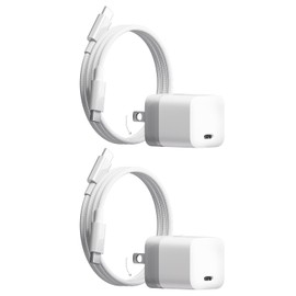 CUKTECH 40W GaN Fast Charger 2-Pack, USB-C Mini Wall Charger with Cables