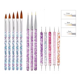 Mouyic 5 Pinceles Para Aplicacion + 3 Pinceles Liner + 5 Punteros