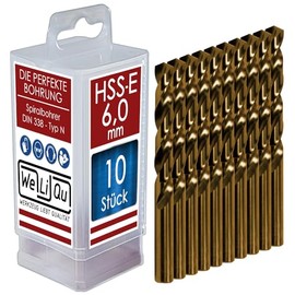 WELIQU HSS-E Cobalt Twist Drill Bit Diameter 6.0 mm Ground Self-Centering Precision Drill Bits for Metalworking Pack of 10