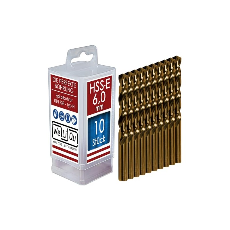 WELIQU HSS-E Cobalt Twist Drill Bit Diameter 6.0 mm Ground