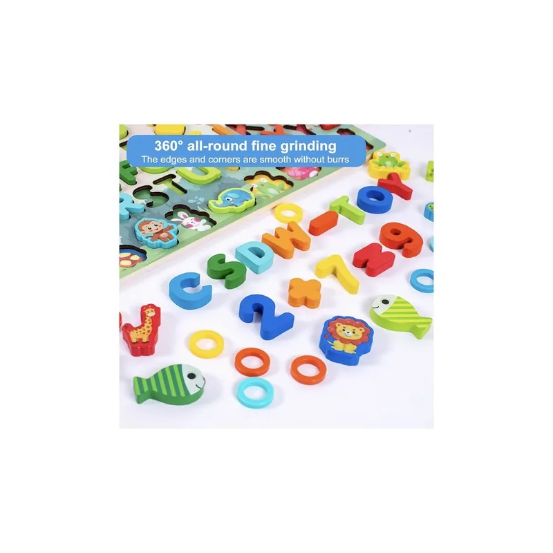 Tablero Multi-juegos De Madera Montessori Aprendizaje Pesca